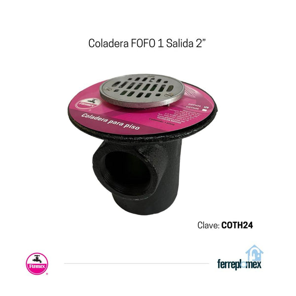 COLADERA BOTE 1 DE SALIDA 2"  FIERRO FUNDIDO REJILLA 3"